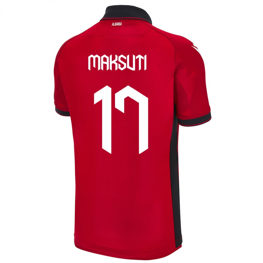 Vaikiškas Albanija Kristina Maksuti #17 Raudona Namų Marškinėliai 24-26 T-Shirt