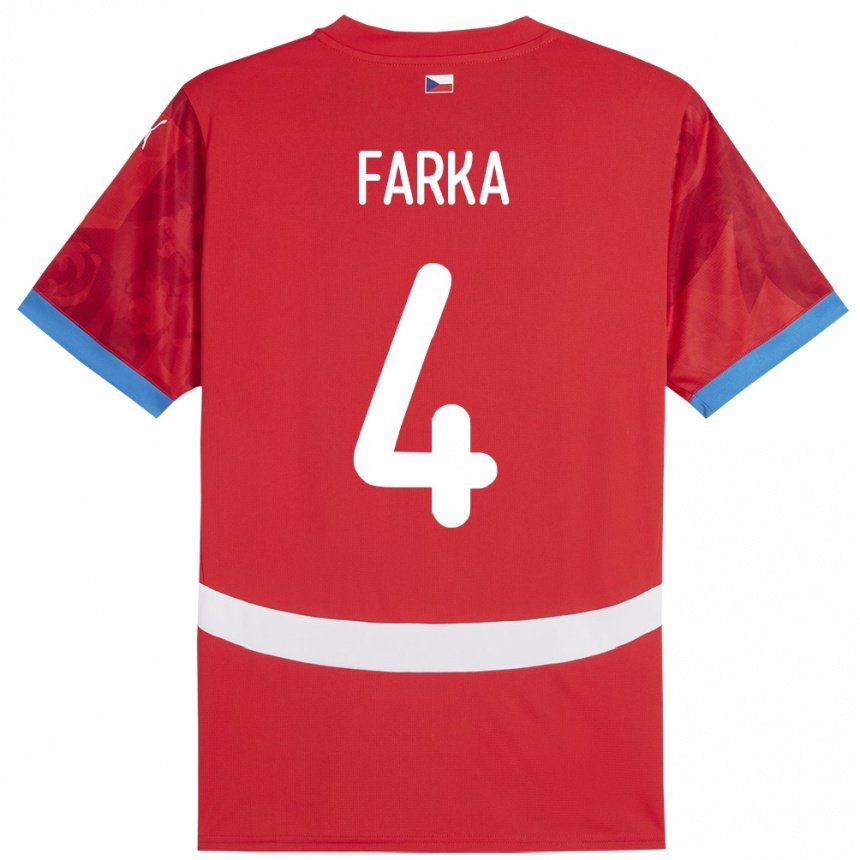 Vaikiškas Čekija Dominik Farka #4 Raudona Namų Marškinėliai 24-26 T-Shirt