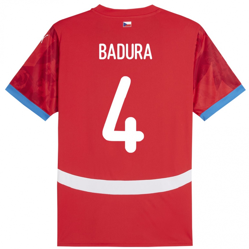 Vaikiškas Čekija Vitezslav Badura #4 Raudona Namų Marškinėliai 24-26 T-Shirt