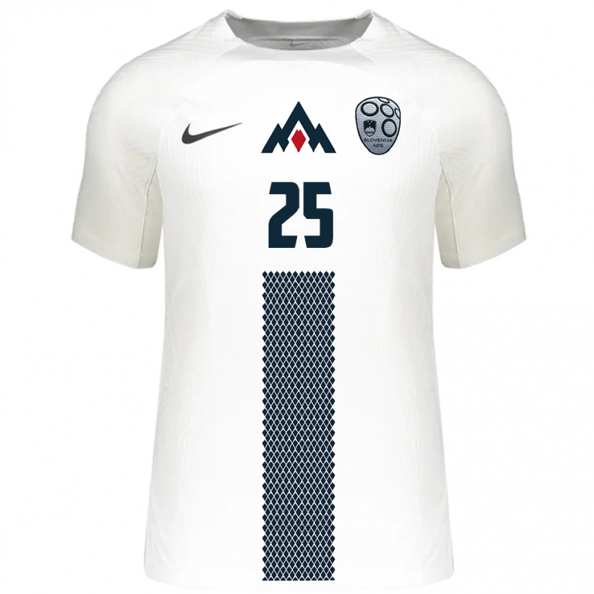 Vaikiškas Slovėnija Adrian Zeljkovic #25 Baltas Namų Marškinėliai 24-26 T-Shirt