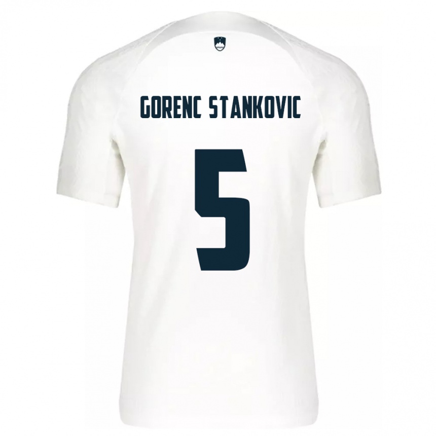 Vaikiškas Slovėnija Jon Gorenc Stankovic #5 Baltas Namų Marškinėliai 24-26 T-Shirt