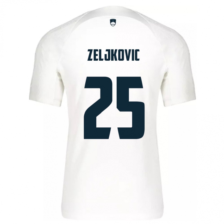 Vaikiškas Slovėnija Adrian Zeljkovic #25 Baltas Namų Marškinėliai 24-26 T-Shirt