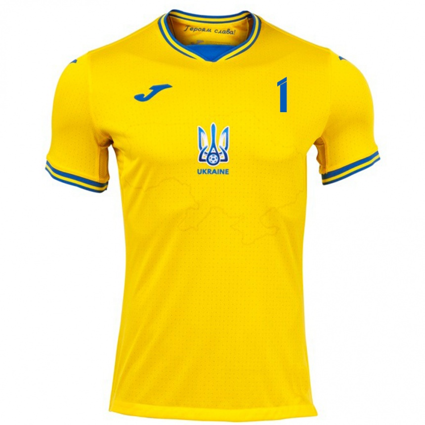 Vaikiškas Ukraina Georgiy Yermakov #1 Geltona Namų Marškinėliai 24-26 T-Shirt