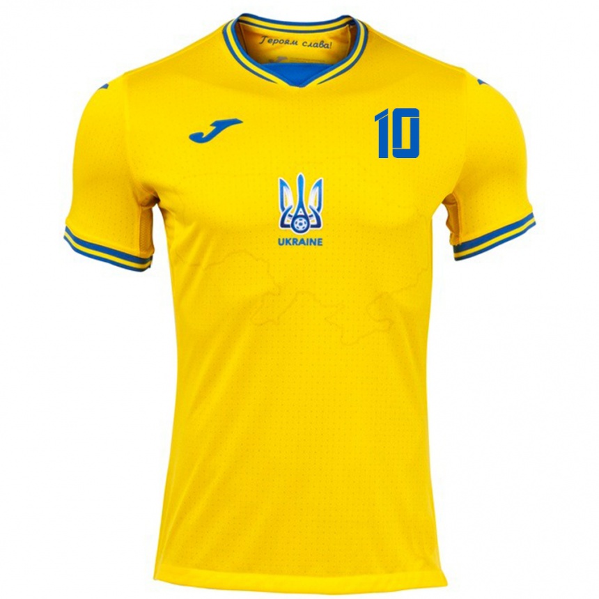 Vaikiškas Ukraina Mykhaylo Mudryk #10 Geltona Namų Marškinėliai 24-26 T-Shirt