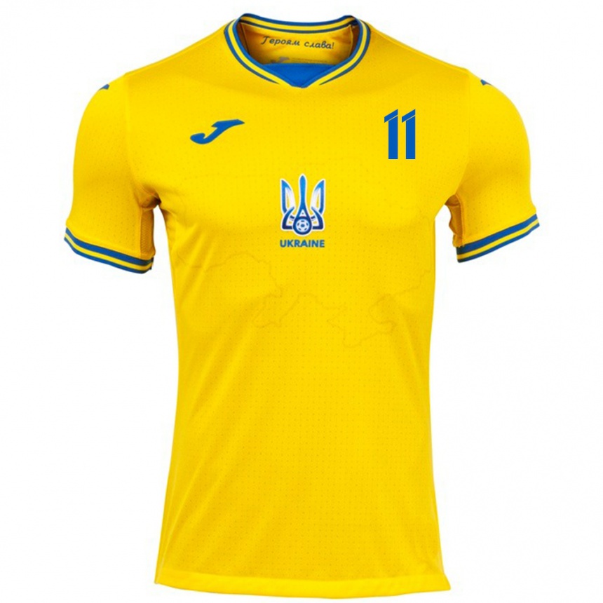 Vaikiškas Ukraina Oleksiy Kashchuk #11 Geltona Namų Marškinėliai 24-26 T-Shirt