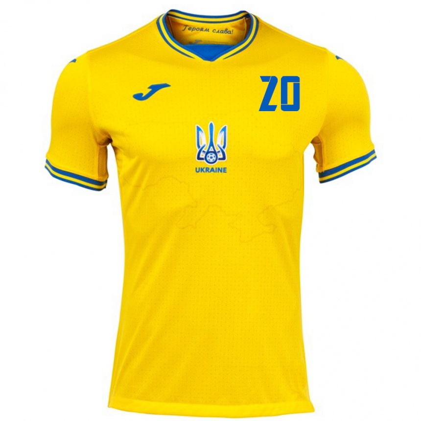 Vaikiškas Ukraina Oleksandr Zubkov #20 Geltona Namų Marškinėliai 24-26 T-Shirt