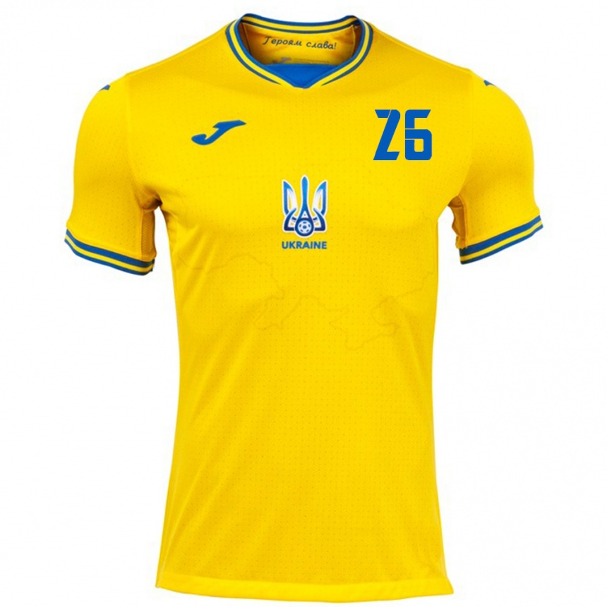 Vaikiškas Ukraina Bogdan Mykhaylichenko #26 Geltona Namų Marškinėliai 24-26 T-Shirt