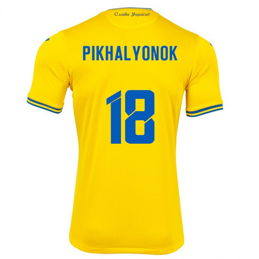 Vaikiškas Ukraina Oleksandr Pikhalyonok #18 Geltona Namų Marškinėliai 24-26 T-Shirt