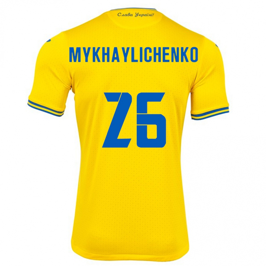 Vaikiškas Ukraina Bogdan Mykhaylichenko #26 Geltona Namų Marškinėliai 24-26 T-Shirt