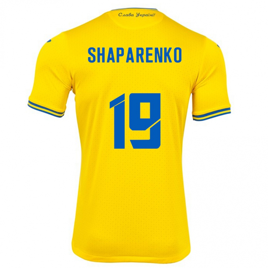 Vaikiškas Ukraina Mykola Shaparenko #19 Geltona Namų Marškinėliai 24-26 T-Shirt