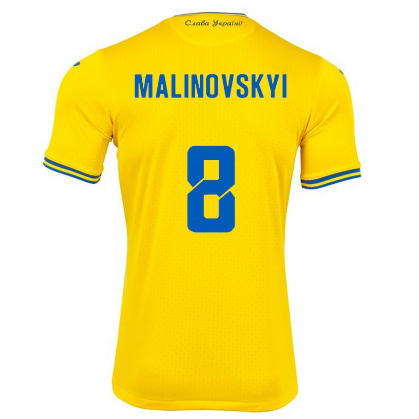 Vaikiškas Ukraina Ruslan Malinovskyi #8 Geltona Namų Marškinėliai 24-26 T-Shirt