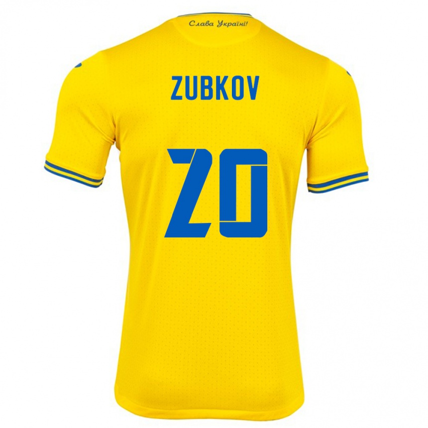 Vaikiškas Ukraina Oleksandr Zubkov #20 Geltona Namų Marškinėliai 24-26 T-Shirt