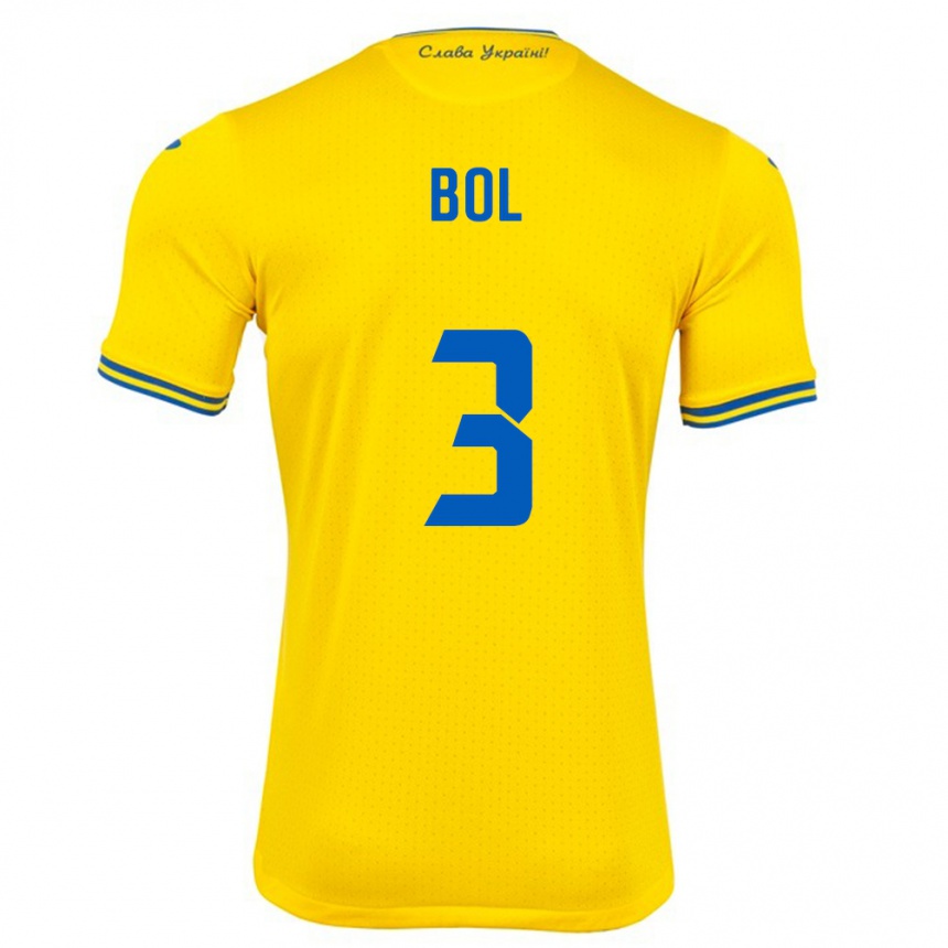 Vaikiškas Ukraina Anton Bol #3 Geltona Namų Marškinėliai 24-26 T-Shirt