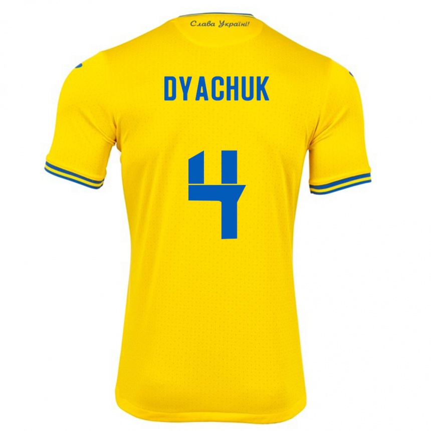 Vaikiškas Ukraina Maksym Dyachuk #4 Geltona Namų Marškinėliai 24-26 T-Shirt