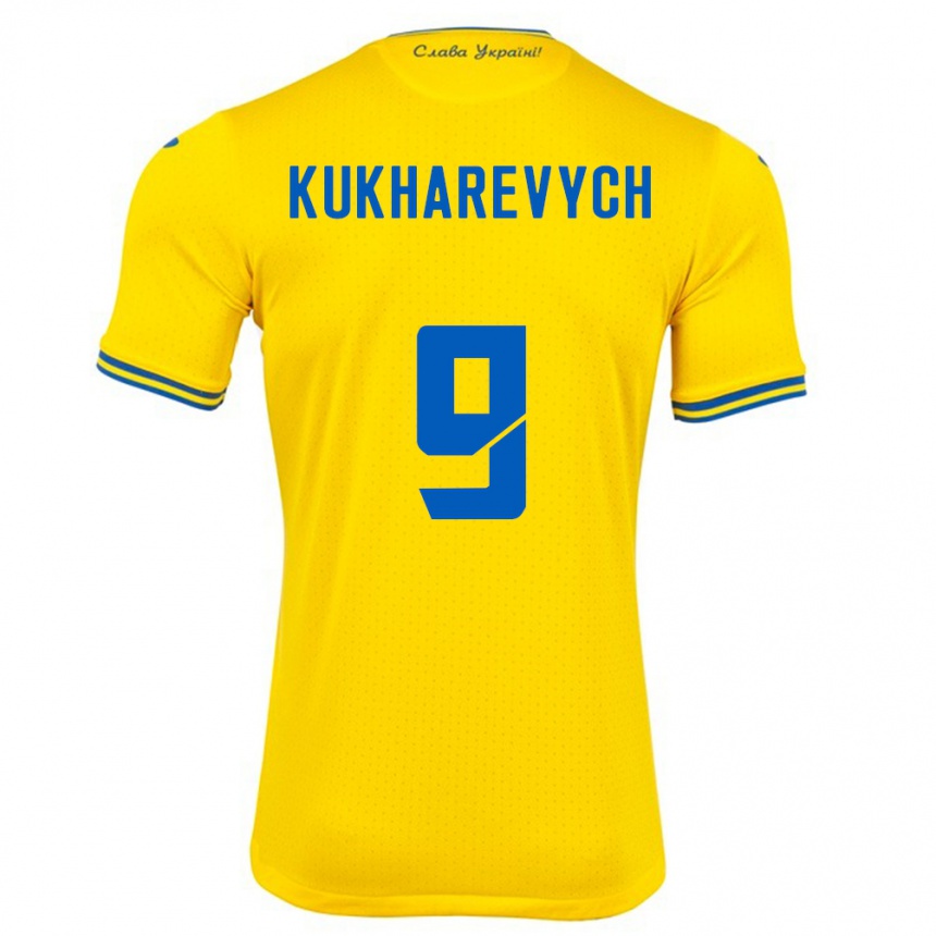 Vaikiškas Ukraina Mykola Kukharevych #9 Geltona Namų Marškinėliai 24-26 T-Shirt