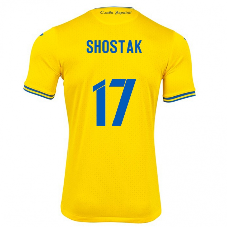 Vaikiškas Ukraina Denys Shostak #17 Geltona Namų Marškinėliai 24-26 T-Shirt