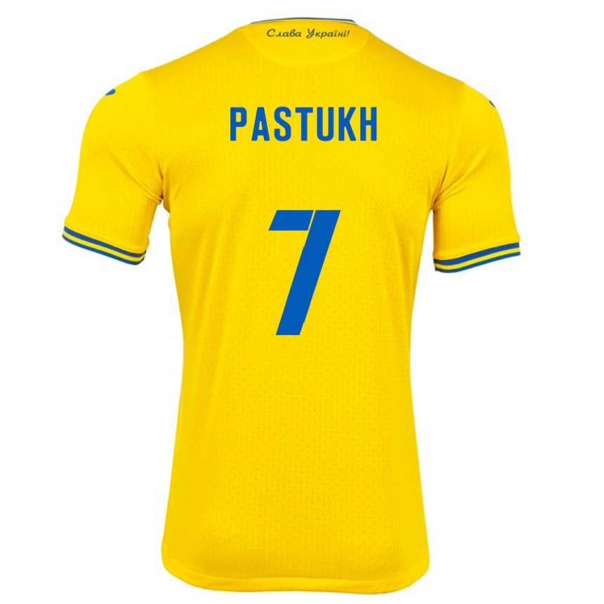 Vaikiškas Ukraina Yevgeniy Pastukh #7 Geltona Namų Marškinėliai 24-26 T-Shirt