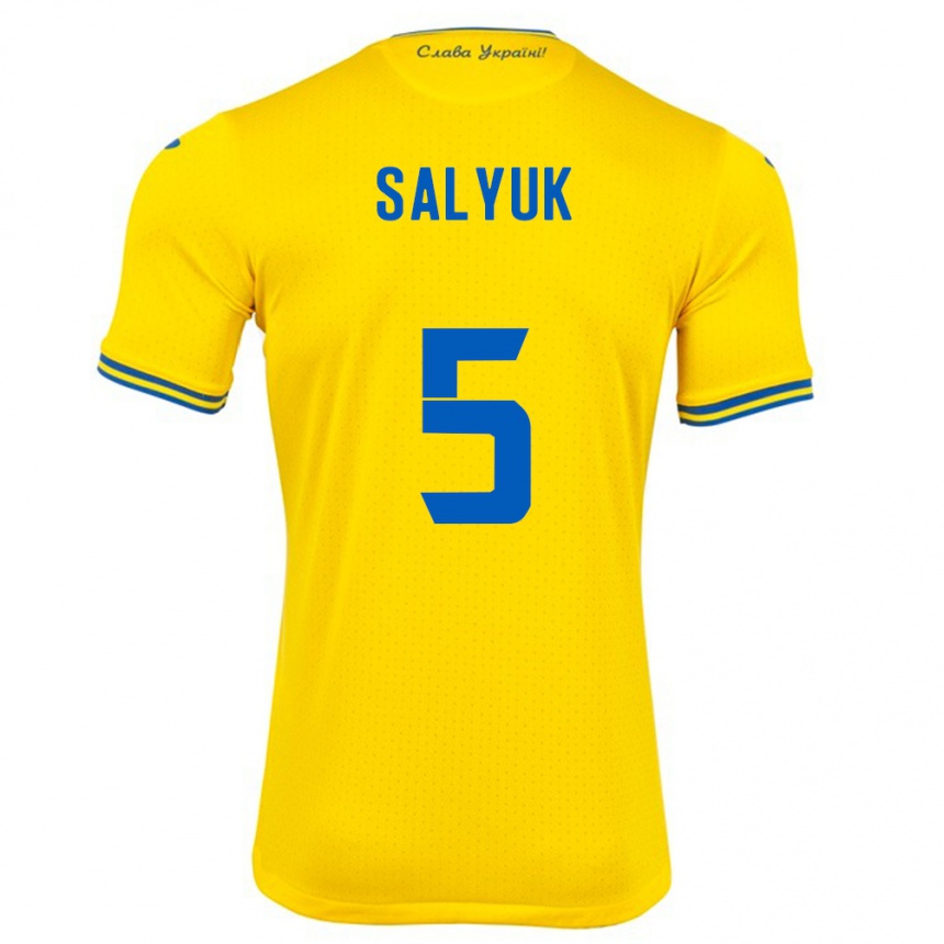 Vaikiškas Ukraina Volodymyr Salyuk #5 Geltona Namų Marškinėliai 24-26 T-Shirt