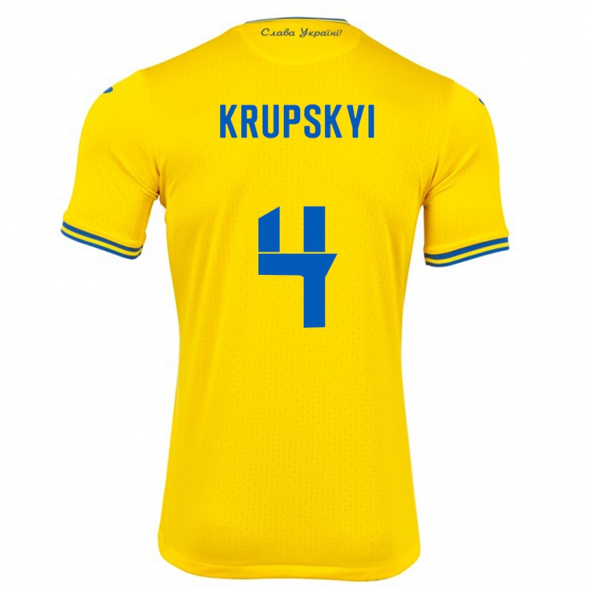 Vaikiškas Ukraina Ilya Krupskyi #4 Geltona Namų Marškinėliai 24-26 T-Shirt