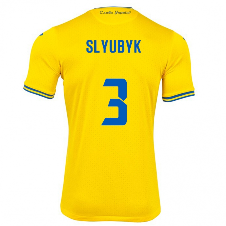 Vaikiškas Ukraina Bogdan Slyubyk #3 Geltona Namų Marškinėliai 24-26 T-Shirt