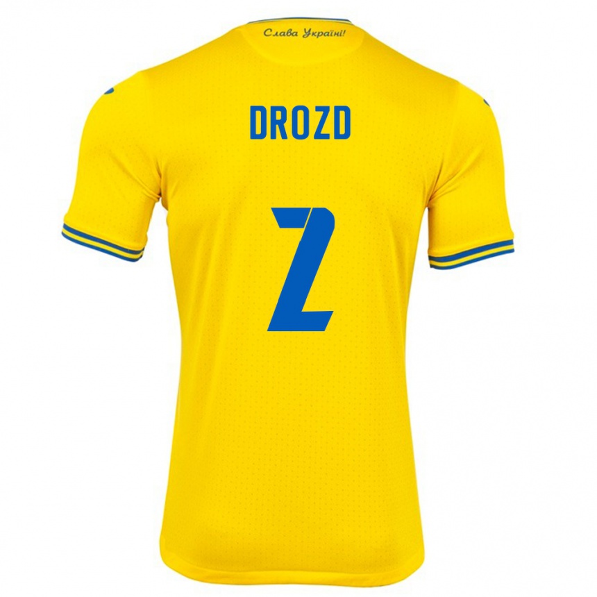 Vaikiškas Ukraina Anton Drozd #2 Geltona Namų Marškinėliai 24-26 T-Shirt