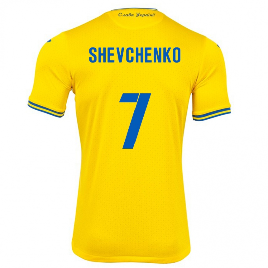 Vaikiškas Ukraina Kristian Shevchenko #7 Geltona Namų Marškinėliai 24-26 T-Shirt