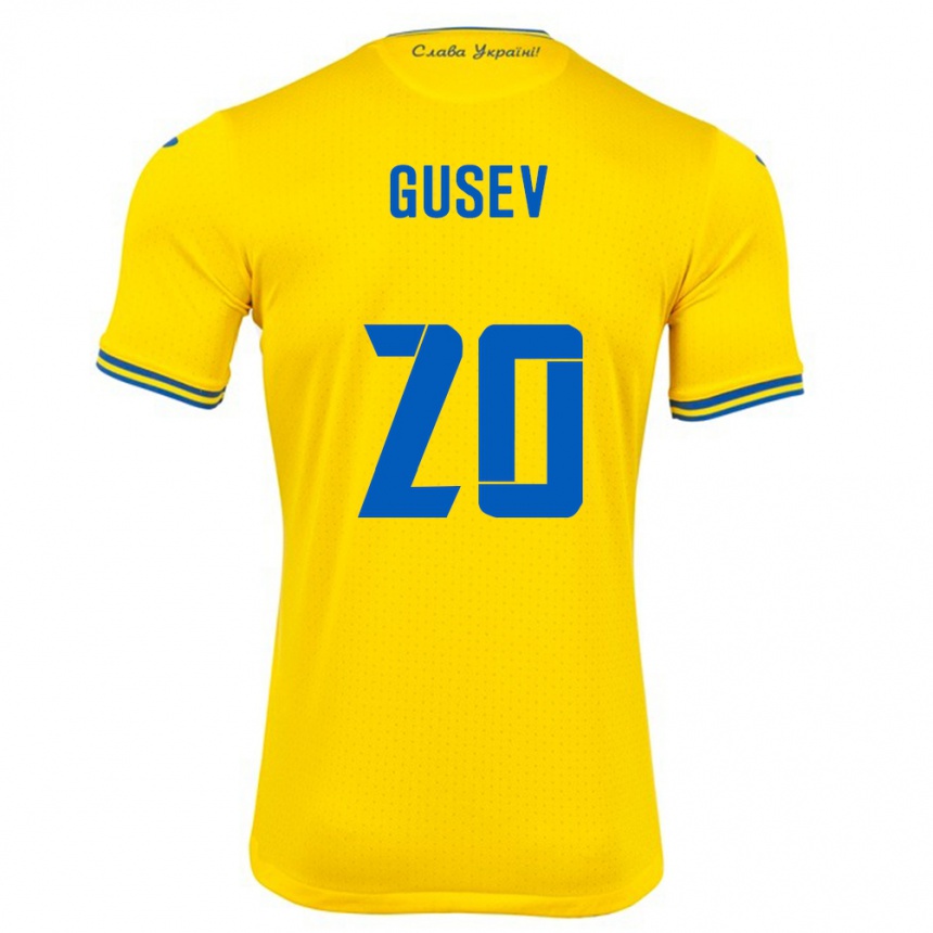 Vaikiškas Ukraina Oleksiy Gusev #20 Geltona Namų Marškinėliai 24-26 T-Shirt