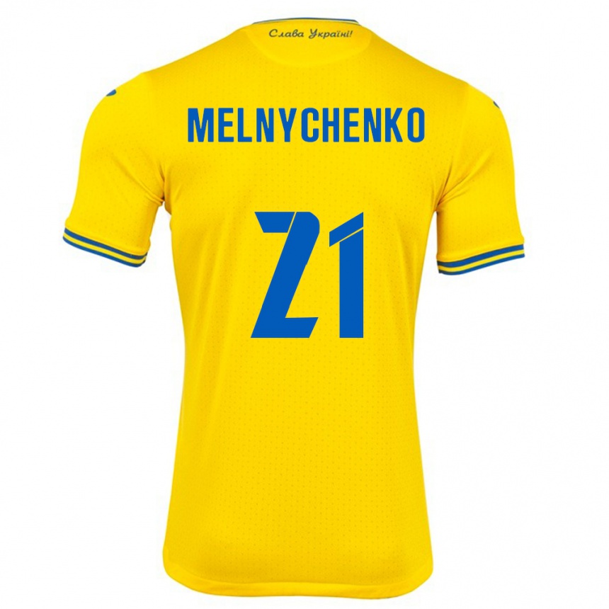 Vaikiškas Ukraina Maksym Melnychenko #21 Geltona Namų Marškinėliai 24-26 T-Shirt