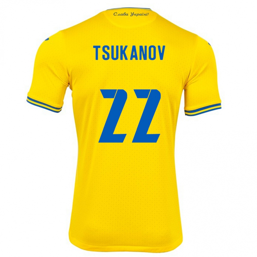 Vaikiškas Ukraina Viktor Tsukanov #22 Geltona Namų Marškinėliai 24-26 T-Shirt