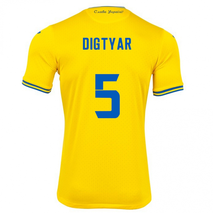 Vaikiškas Ukraina Kyrylo Digtyar #5 Geltona Namų Marškinėliai 24-26 T-Shirt