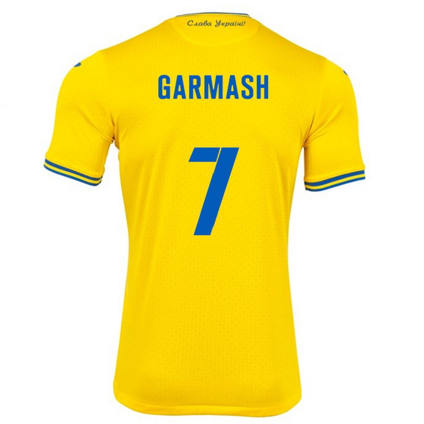 Vaikiškas Ukraina Yevgen Garmash #7 Geltona Namų Marškinėliai 24-26 T-Shirt