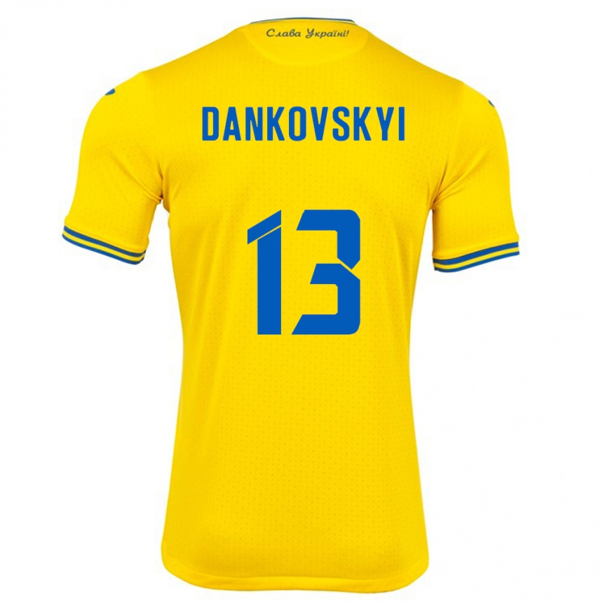 Vaikiškas Ukraina Yegor Dankovskyi #13 Geltona Namų Marškinėliai 24-26 T-Shirt