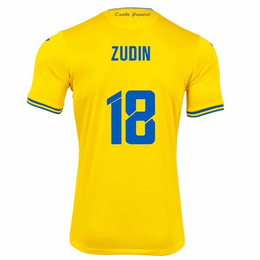 Vaikiškas Ukraina Dmytro Zudin #18 Geltona Namų Marškinėliai 24-26 T-Shirt