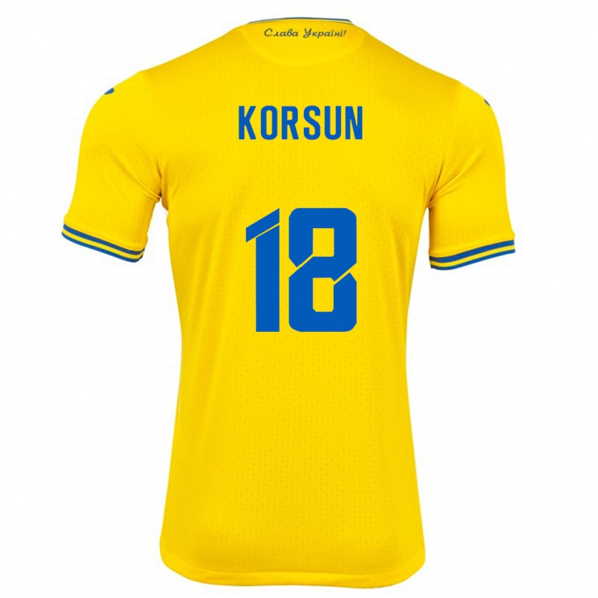 Vaikiškas Ukraina Kateryna Korsun #18 Geltona Namų Marškinėliai 24-26 T-Shirt