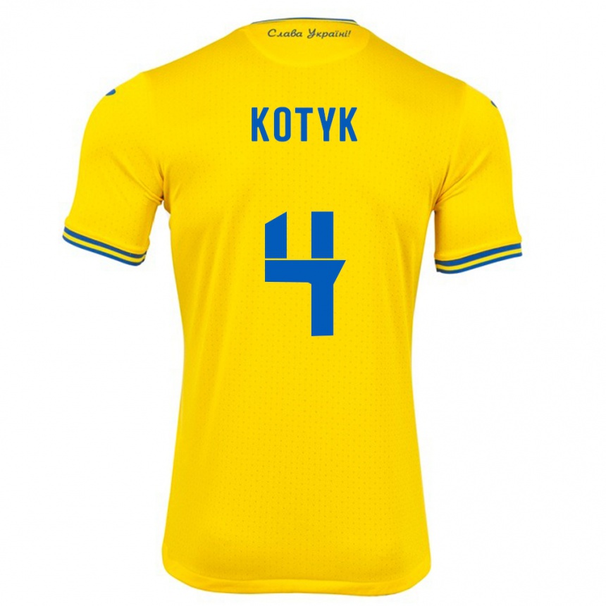 Vaikiškas Ukraina Yana Kotyk #4 Geltona Namų Marškinėliai 24-26 T-Shirt