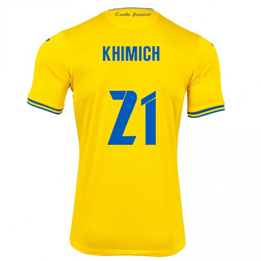 Vaikiškas Ukraina Tamila Khimich #21 Geltona Namų Marškinėliai 24-26 T-Shirt