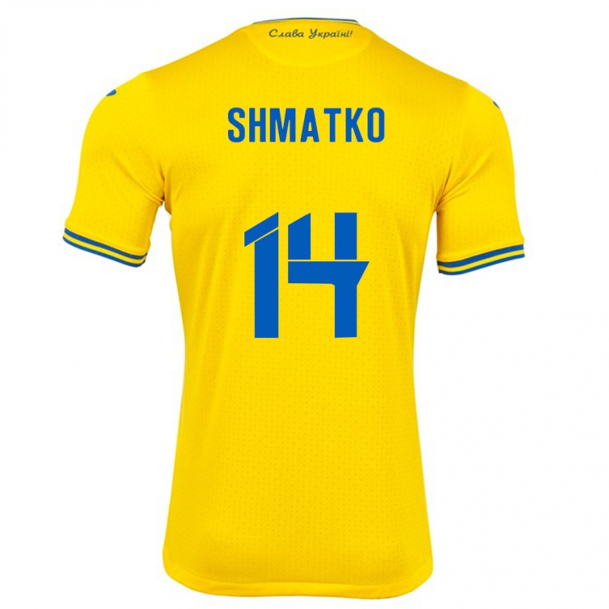 Vaikiškas Ukraina Lyubov Shmatko #14 Geltona Namų Marškinėliai 24-26 T-Shirt