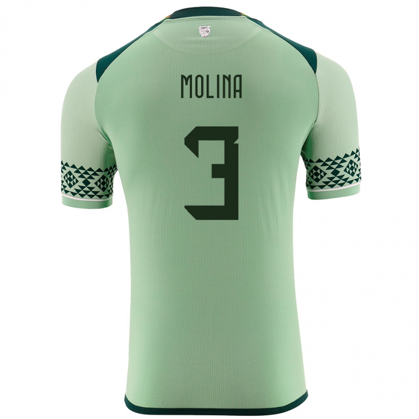 Vaikiškas Bolivija Iván Molina #3 Šviesiai Žalia Namų Marškinėliai 24-26 T-Shirt