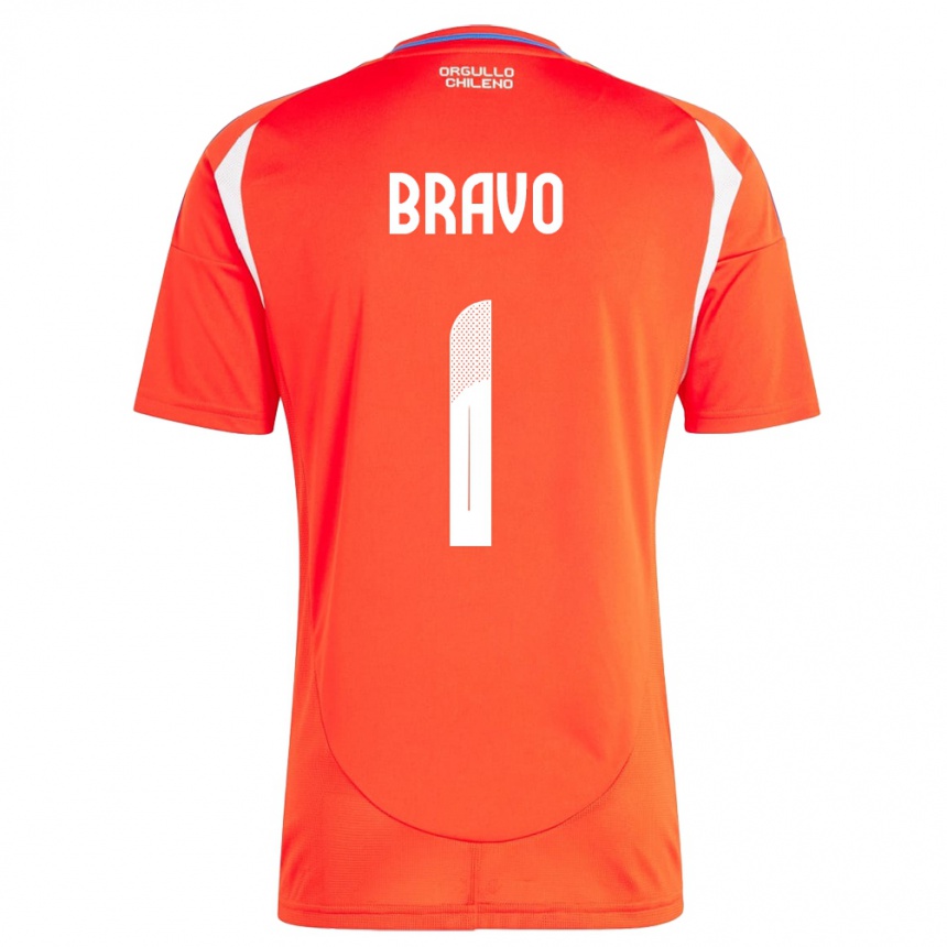 Vaikiškas Čilė Claudio Bravo #1 Raudona Namų Marškinėliai 24-26 T-Shirt