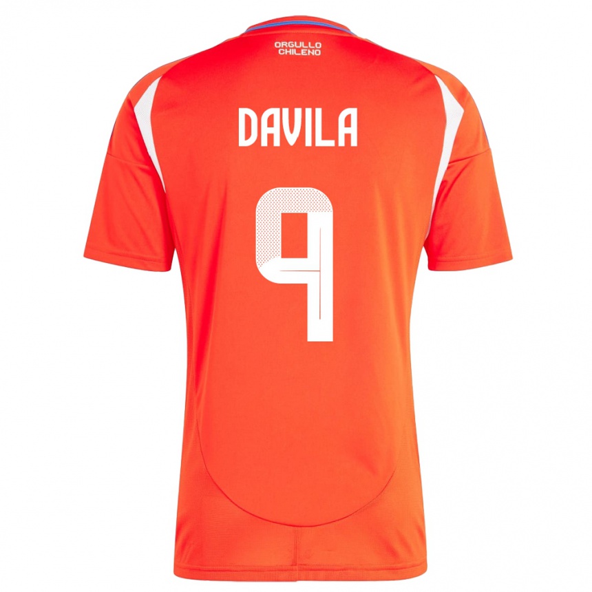 Vaikiškas Čilė Víctor Dávila #9 Raudona Namų Marškinėliai 24-26 T-Shirt