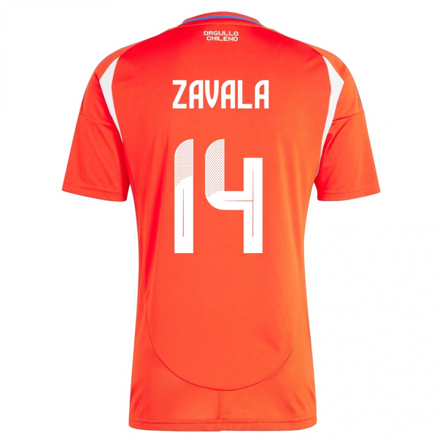 Vaikiškas Čilė Cristián Zavala #14 Raudona Namų Marškinėliai 24-26 T-Shirt