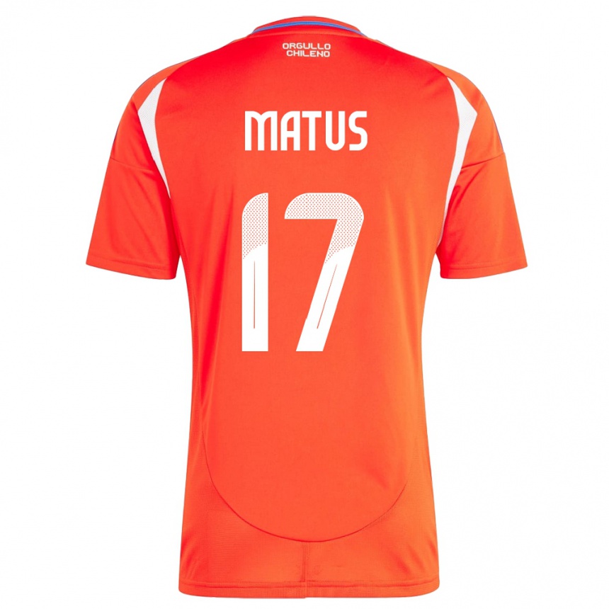 Vaikiškas Čilė Esteban Matus #17 Raudona Namų Marškinėliai 24-26 T-Shirt