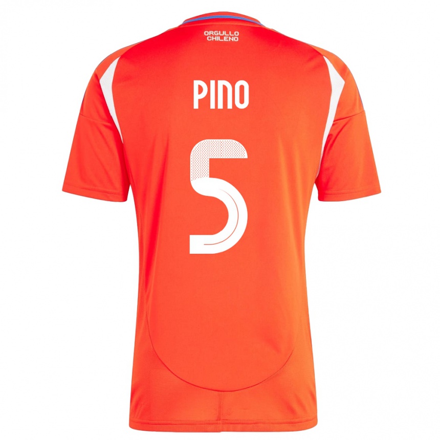 Vaikiškas Čilė Sebastián Pino #5 Raudona Namų Marškinėliai 24-26 T-Shirt