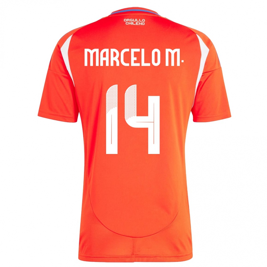 Vaikiškas Čilė Marcelo Morales #14 Raudona Namų Marškinėliai 24-26 T-Shirt