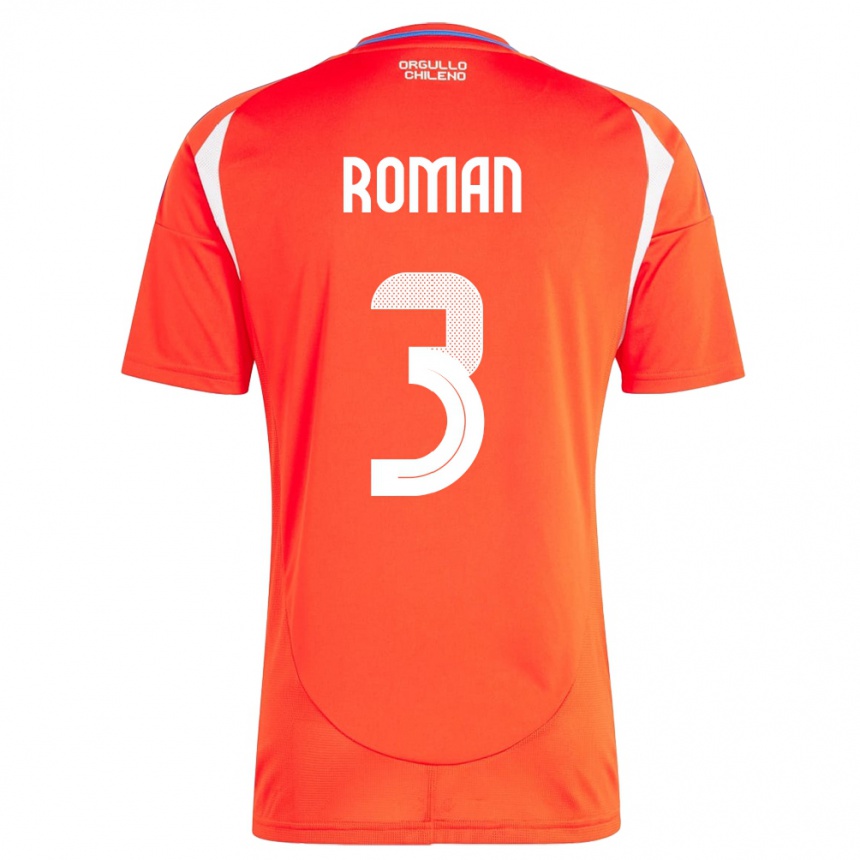 Vaikiškas Čilė Iván Román #3 Raudona Namų Marškinėliai 24-26 T-Shirt