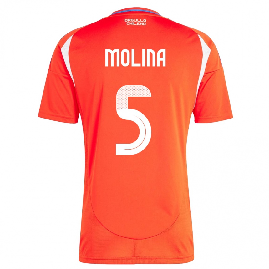 Vaikiškas Čilė Benjamín Molina #5 Raudona Namų Marškinėliai 24-26 T-Shirt