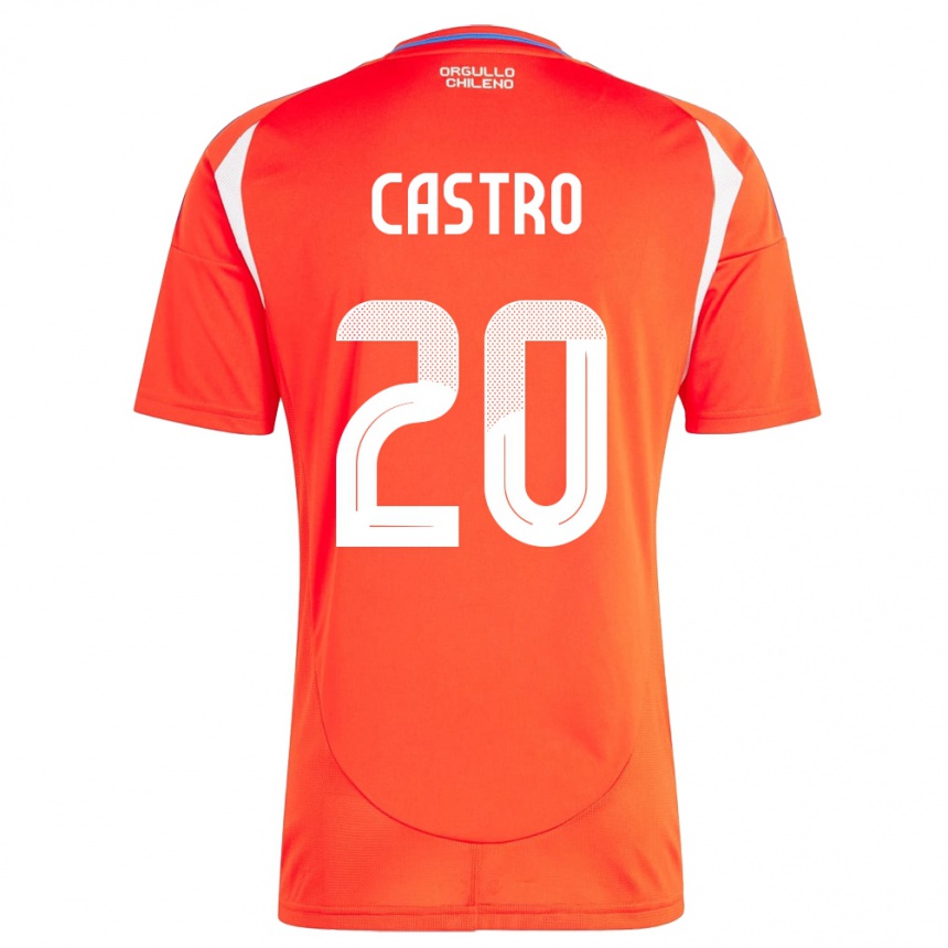 Vaikiškas Čilė Benjamín Castro #20 Raudona Namų Marškinėliai 24-26 T-Shirt