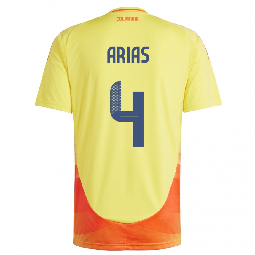 Vaikiškas Kolumbija Santiago Arias #4 Geltona Namų Marškinėliai 24-26 T-Shirt