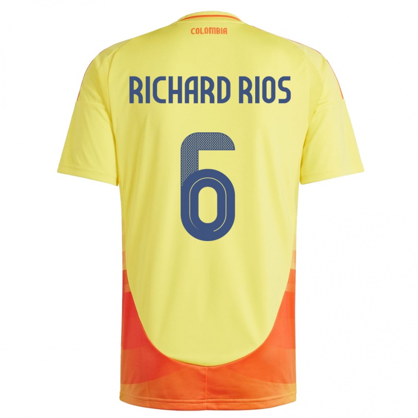 Vaikiškas Kolumbija Richard Ríos #6 Geltona Namų Marškinėliai 24-26 T-Shirt