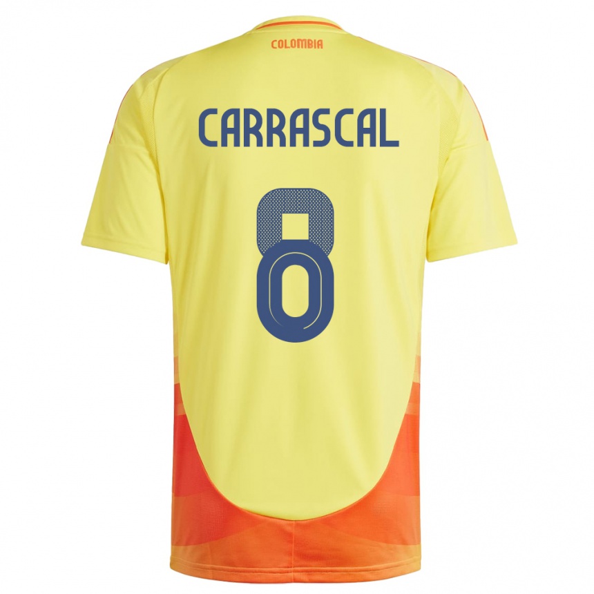 Vaikiškas Kolumbija Jorge Carrascal #8 Geltona Namų Marškinėliai 24-26 T-Shirt